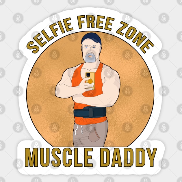 Selfie Free Zone Muscle Daddy Sticker by muscle